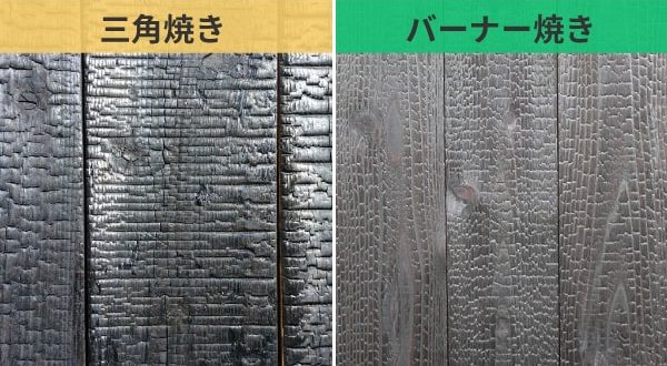 表面を炭化させて耐久性を上げる 焼杉板 焼き方による特徴の違いを比較 建材ダイジェスト